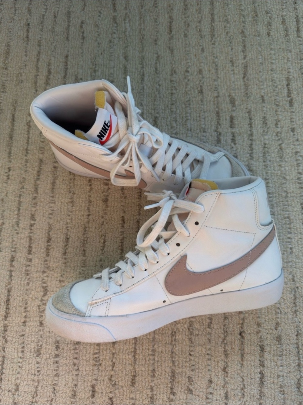 Nike Blazer Mid '77 Vintage White Pink Oxford High Top Sneakers Sz 8